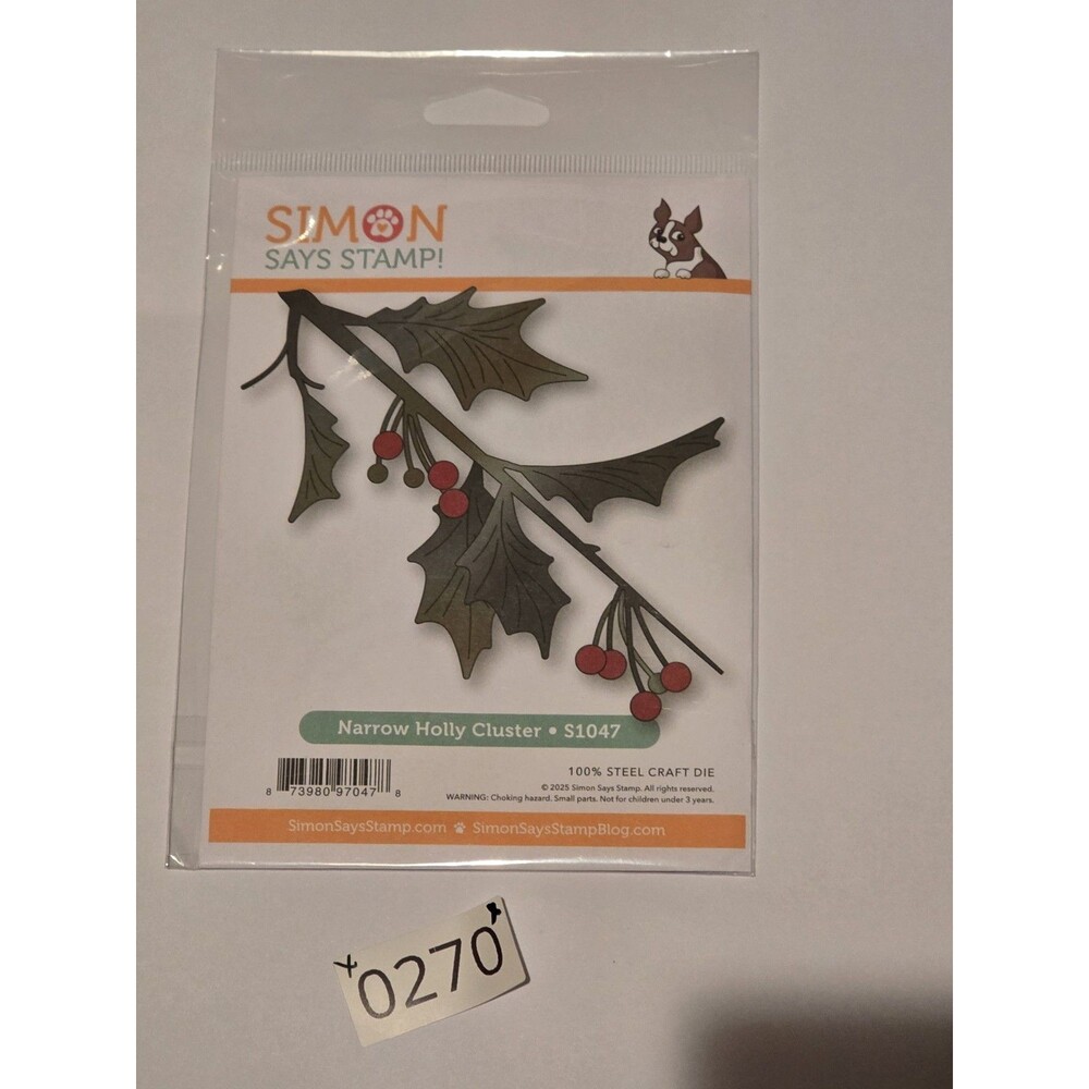 0270 Simon Says Stamp! Narrow Holly Cluster Metal Cutting Die S1047